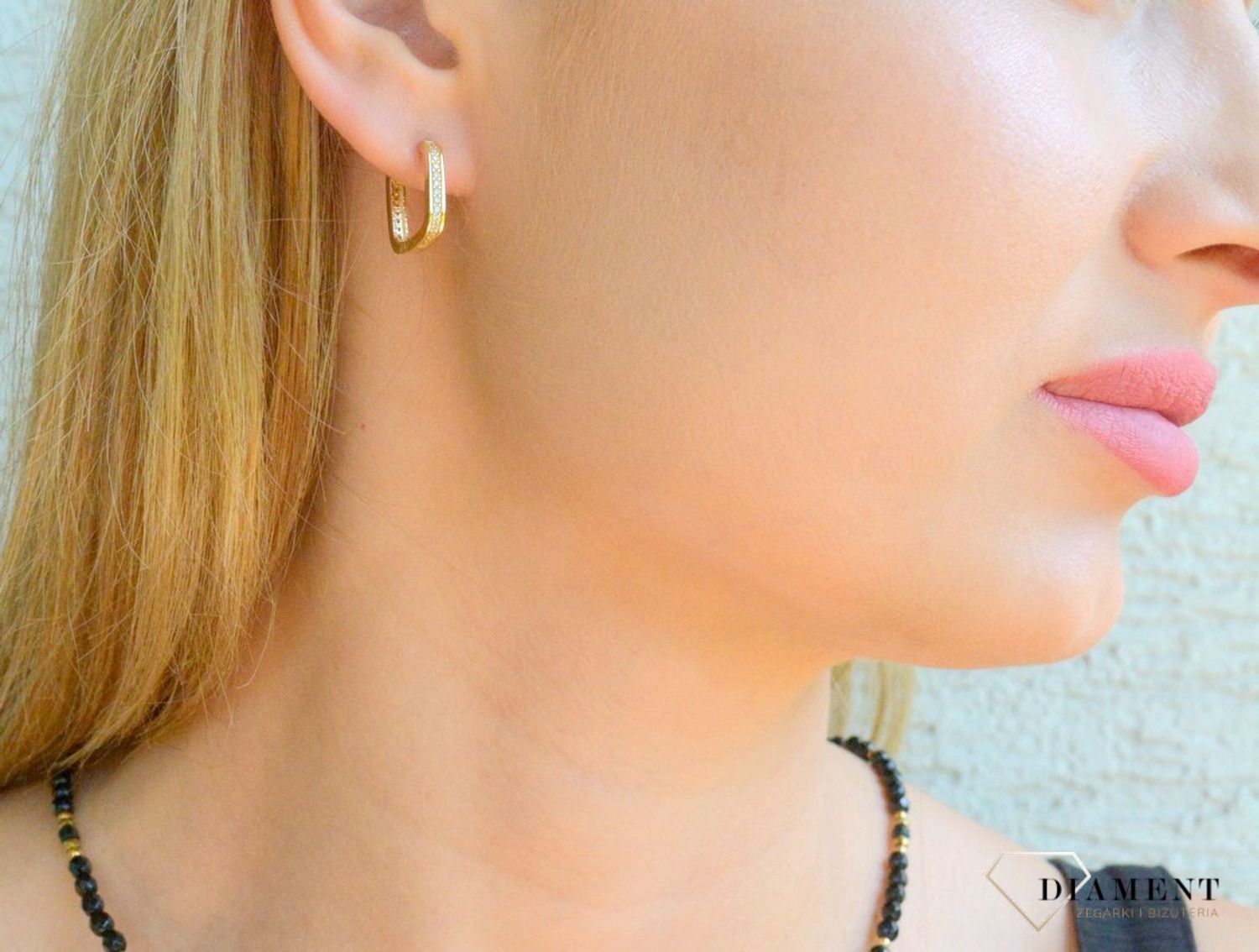 Kolczyki złote wiszące 585 kwadraty z cyrkoniami KL 8970.jpg